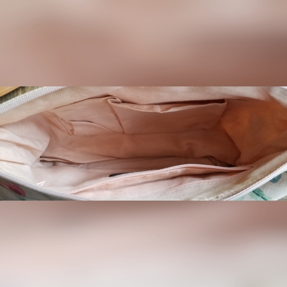 Fossil Cream Pink Canvas Shoulder Bag Leather - Picture 3 of 4